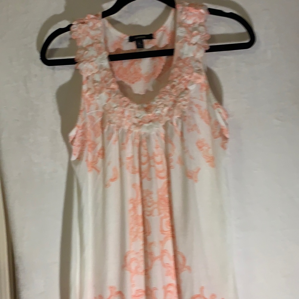 EXPRESSO XL WHITE TANK TOP W/ORANGE PRINT